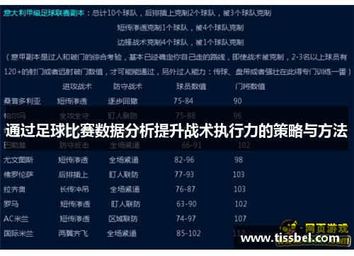通过足球比赛数据分析提升战术执行力的策略与方法