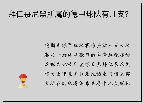 拜仁慕尼黑所属的德甲球队有几支？